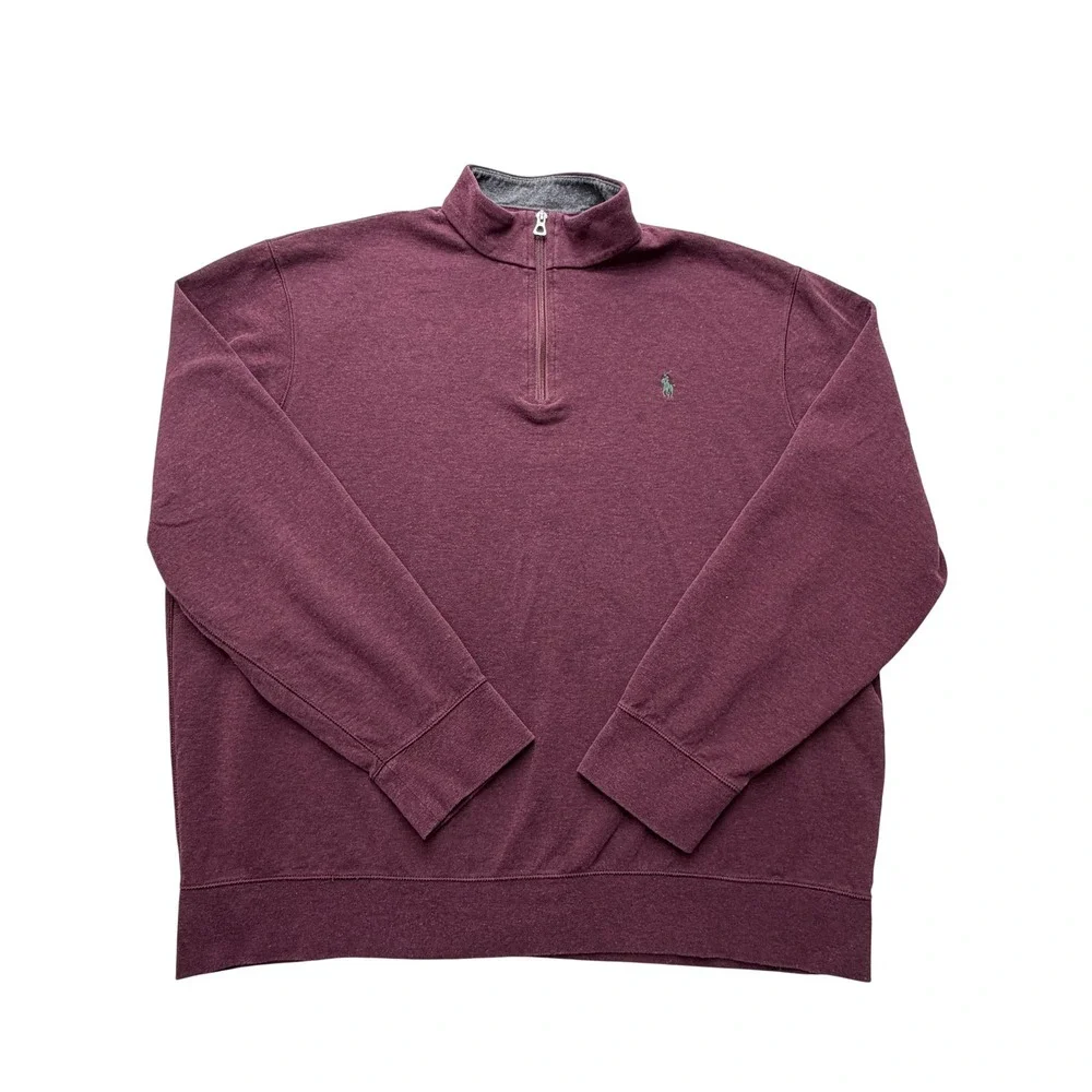 Polo Ralph Lauren Men's XL Red‎ 1/4 Zip Mock Neck Cotton Blend Sweater